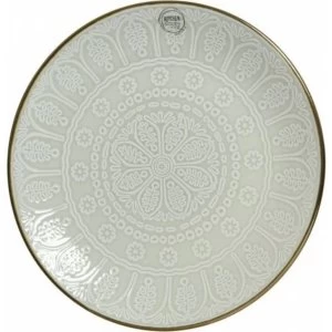 Image of Metallic Rimmed Stoneware Breakfast Plate 27cm