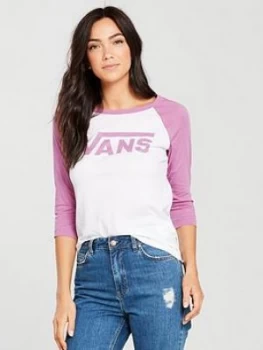 Image of Vans Flying V Raglan Tee WhitePink WhitePink Size M Women