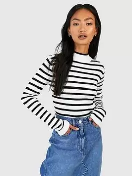 Image of Boohoo Fine Gauge Stripe Jumper - Black