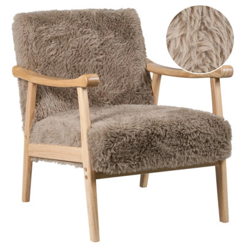 Image of Beliani Armchair Leknes Faux Fur Taupe