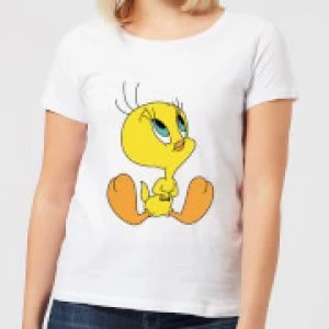 Image of Looney Tunes Tweety Sitting Womens T-Shirt - White - S