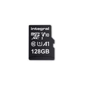 Image of Integral 128GB Micro SD Card MicroSDXC UHS-1 U1 Cl10 V10 A1 Up To 100Mbs Read