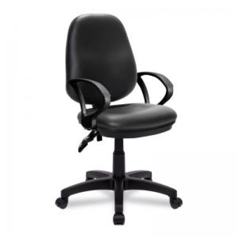 Image of Java 200 Nautilus Designs Java 200 Medium Back Twin Lever Vinyl Operator Office Chair With Fixed Arms Black - BCF/P505/BKV/A BCF/P505/BKV/A