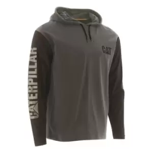 Image of Caterpillar Mens Hooded Long-Sleeved T-Shirt (S) (Dark Grey)