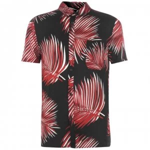 Image of Religion Mens Palm Shirt - BLACK/RED PALM