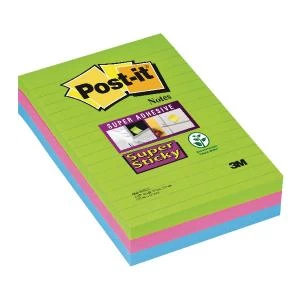 Image of Post it Jewel Pop Collection 102 x 152mm Ruled Super Sticky Notes