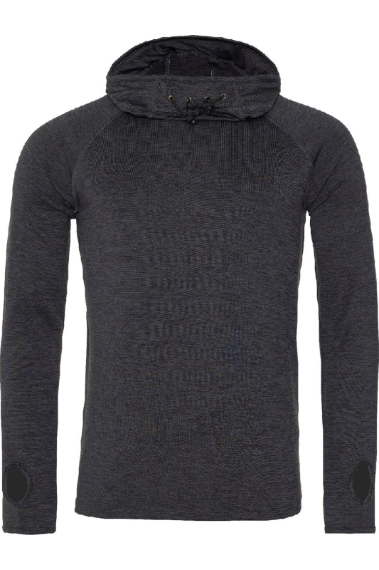 Image of AWDis AWDis Men Just Cool Cowl Neck Long Sleeve Baselayer Top in True Black Size: Small True Black S Male 5057520072555