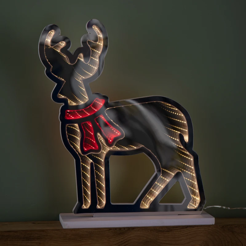 Image of 40cm Light up Reindeer Christmas Infinity Light with Red and Warm White LEDs
