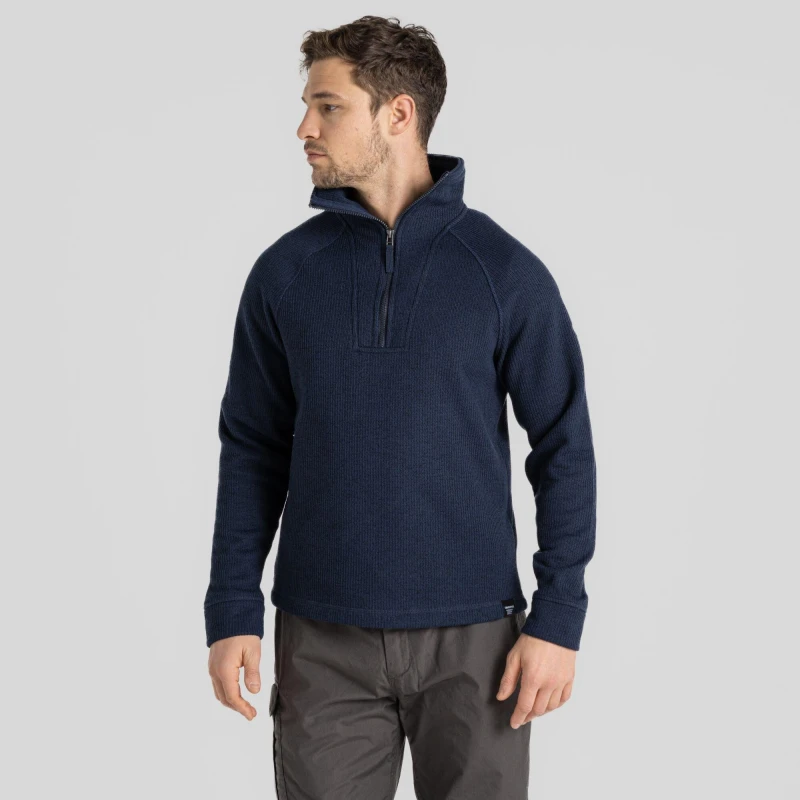 Image of Craghoppers Mens Wole Half Zip Fleece Jacket XL - Chest 44' (112cm) Blue Navy Marl CMA1376-9I1-XL