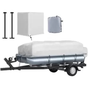 Image of VEVOR Pontoon Boat Cover, Fit for 21'-24' Boat, Heavy Duty 600D Marine Grade Oxford Fabric, UV Resistant Waterproof Trailerable Boat Cover with 2