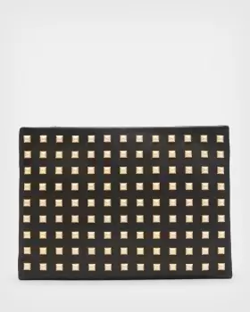 Image of AllSaints Bettina Studded Leather Clutch Bag