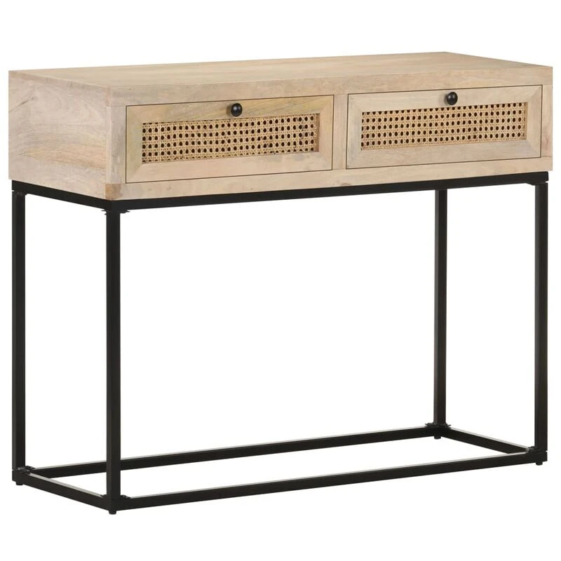 Image of VIDAXL Console Table 100x35x76cm Solid Mango Wood and Natural Cane Vidaxl 8720286066652