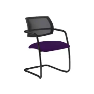 Image of Dams MTO Tuba Black Cantilever Frame Conference Chair with Half Mesh Back - Scub