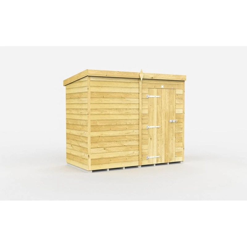 Image of Buttercup Farm 8 x 4 Feet Pent Shed - Single Door W/O Windows - L118 x W243 x H201cm in Brown Brown Unisex
