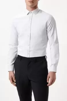 Image of White Slim Fit Long Sleeve Spot Shirt