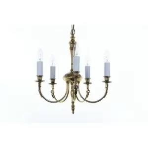 Image of Impex Richmond Polished Brass 5 Arm Chandelier