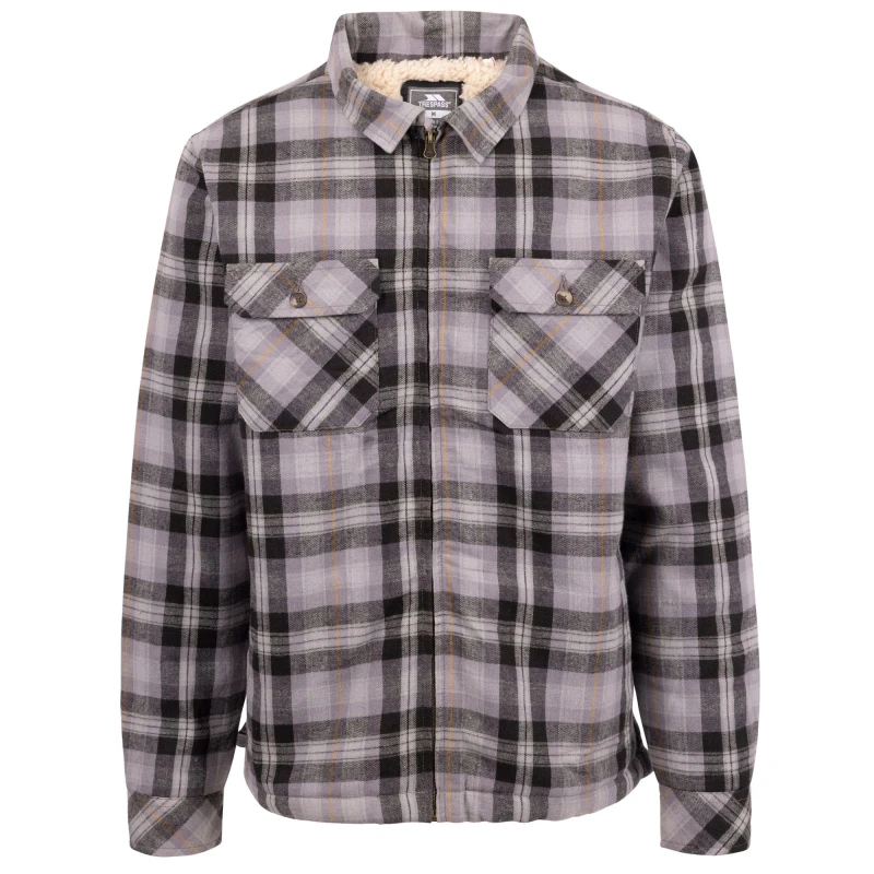 Image of Trespass Trespass Men Danehill Sherpa Lined Shirt in Grey Size: Small Grey S Male 5063574508537