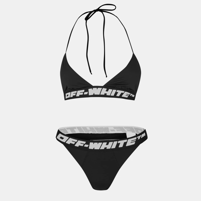 Image of Off White Womens Logo Adjustable Bikini Set Black female 4 (3XS)
