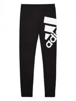Image of adidas Youth Badge Of Sport Leggings - Black/White, Size 5-6 Years, Women