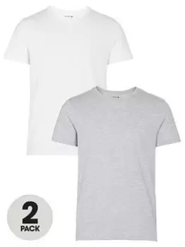 Image of Lacoste Mens Crew Neck Plain Cotton T-Shirt Three-Pack Size 6 - XL White / Grey Chine / Black