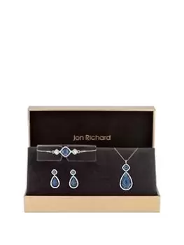 Image of Jon Richard Rhodium Plated Montana Pear Drop Trio Set - Gift Boxed