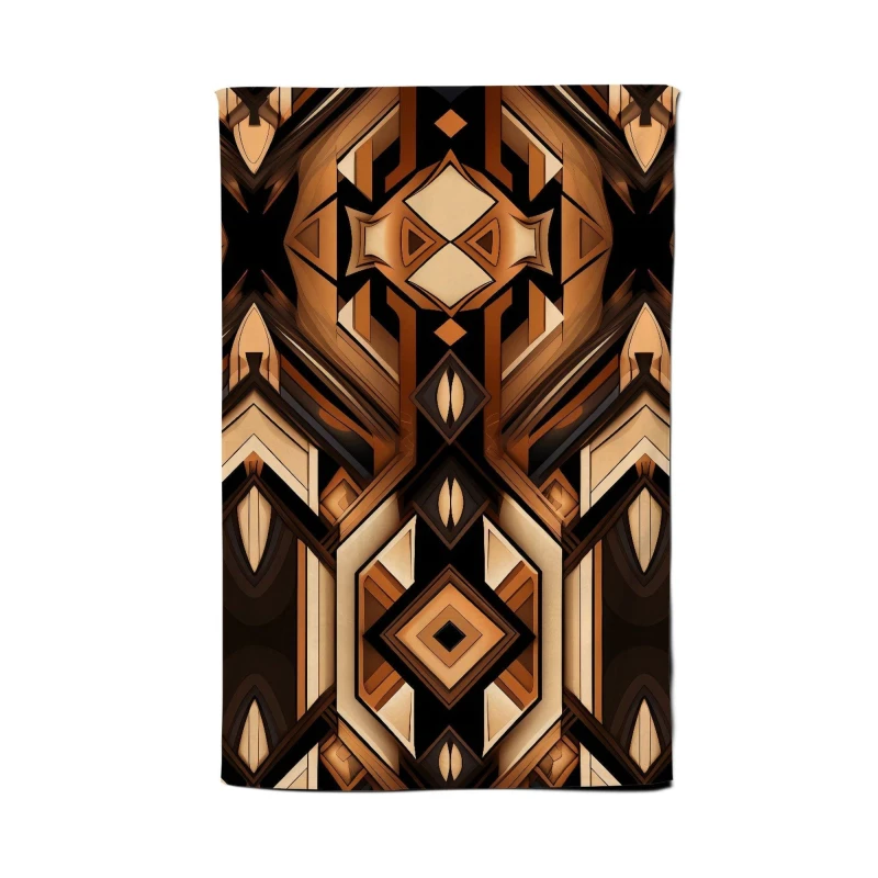 Image of Warren Reed - Designer Black & Brown Intricate Pattern Tea Towel Brown Unisex
