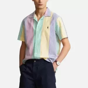 Image of Polo Ralph Lauren Mens Seersucker Striped Short Sleeve Shirt - Blue/Rose Multi - XL
