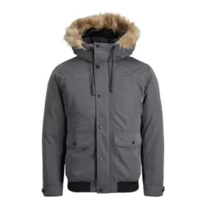 Image of Winner Warm Bomber Jacket with Hood and Faux Fur Trim