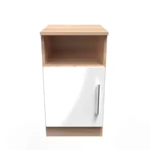 Image of Welcome Furniture Indices Open Drawer Locker - White Gloss and Bardolino Oak