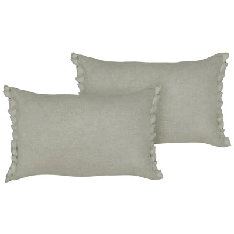 Image of Beliani Set Of 2 Decorative Cushions Sassafras Linen 30 X 45cm Light Grey Solid