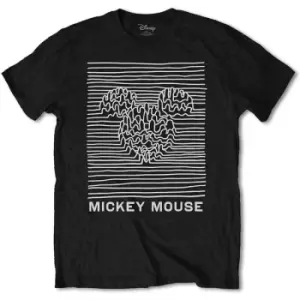Image of Disney - Mickey Mouse Unknown Pleasures Unisex Large T-Shirt - Black