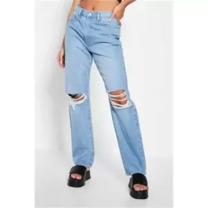 Image of I Saw It First Ripped Knee Baggy Jean - Blue