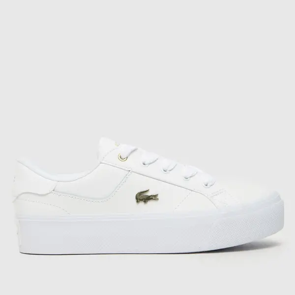 Image of Lacoste ziane platform trainers in white & gold White/Gold UK 5