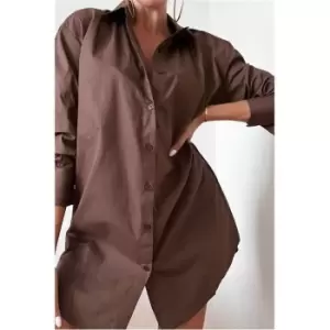 Image of I Saw It First Chocolate Woven Shirt Dress - Brown