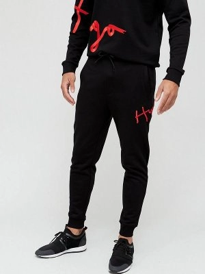 Image of Hugo Boss Dalfie Script Logo Jogging Pants Black Size L Men