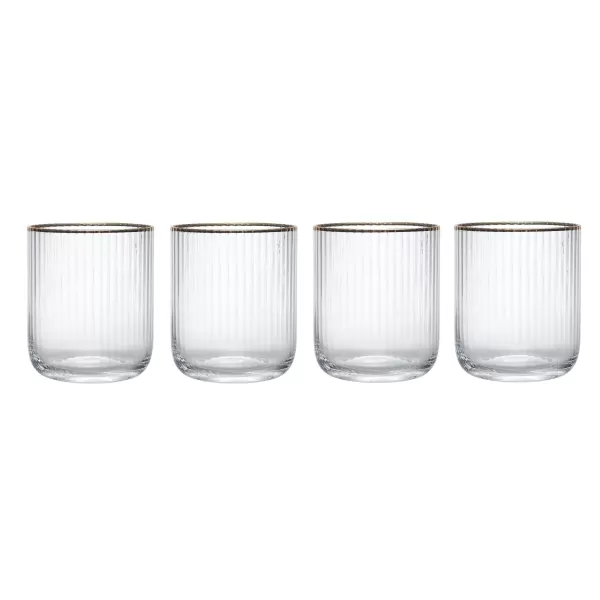 Image of Sorrento Ridged Crystal Tumbler Glasses, Set of 4, 400ml
