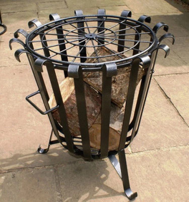 Image of Poppy Forge Garden Brazier, Fire Basket - Solid Steel - L50.8 X W50.8 X H53.3cm - Black
