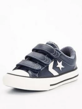 Image of Converse Star Player 3V Ox Leather & Heathered Knit Childrens - Navy, Size 2