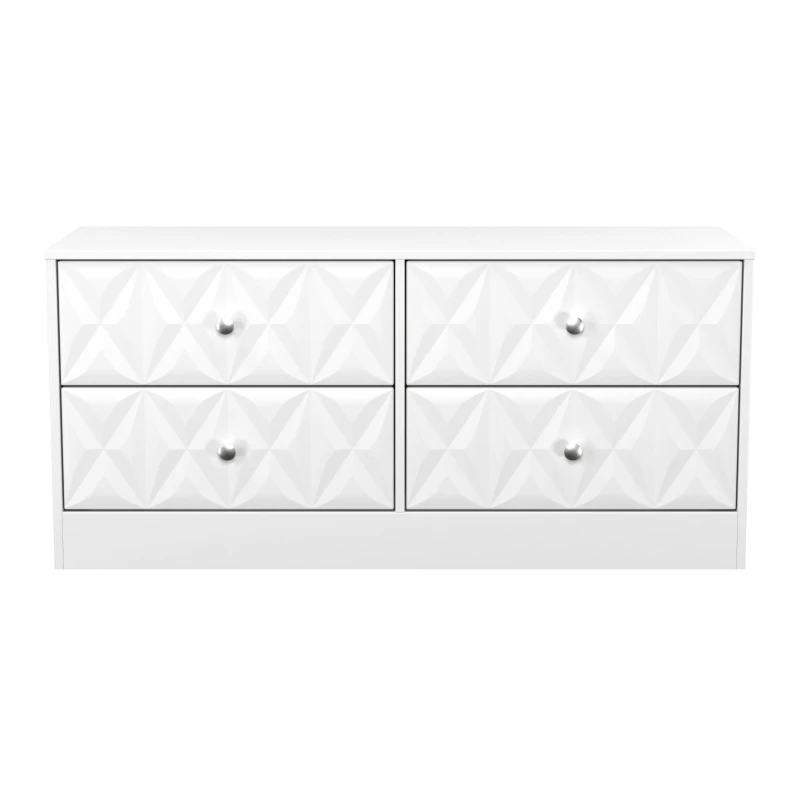 Image of San Jose Ready Assembled Matt White 4 Drawer Wide Chest (H)521mm (W)1146mm (D)395mm