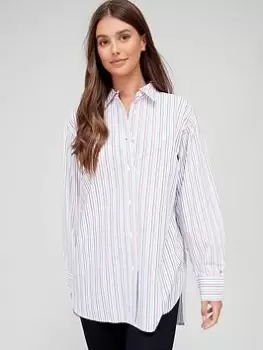 Image of Tommy Hilfiger Long Sleeve Oversized Shirt - Multi, Size 34, Women