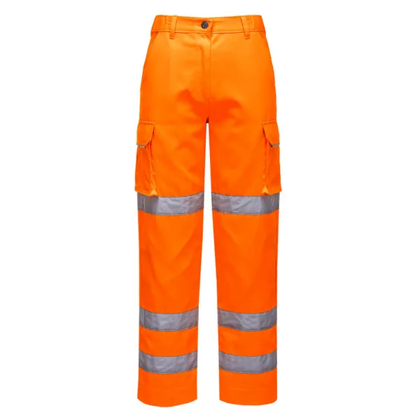 Image of Portwest Womens Three Band Hi Vis Work Trousers LW71ORRXS Colour: Orange