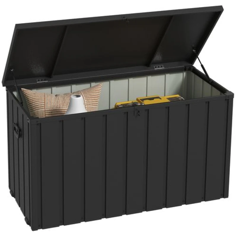 Image of Outsunny 450L Outdoor Storage Box Waterproof With Wheels And Handles, Grey 84G-326V00BK