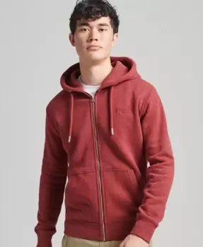 Image of Superdry Mens Organic Cotton Vintage Logo Embroidered Zip Hoodie Red / Rhubarb Marl - Size: S