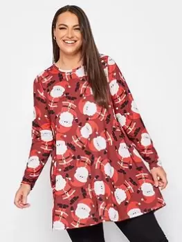 Image of Yours Novelty Long Sleeve Santa Tunic - Red, Size 30-32, Women