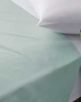 Image of Cotton Traders 200 Thread Count Percale Flat Sheet in Green