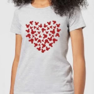 Image of Disney Mickey Mouse Heart Silhouette Womens T-Shirt - Grey - S