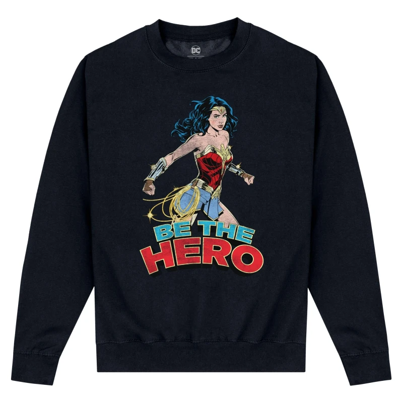 Image of Wonder Woman Mens Be The Hero Sweatshirt in Black Size: Small Black Male S