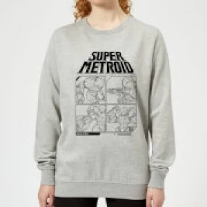 Image of Nintendo Super Metroid Instructional Panel Womens Sweatshirt - Grey - M