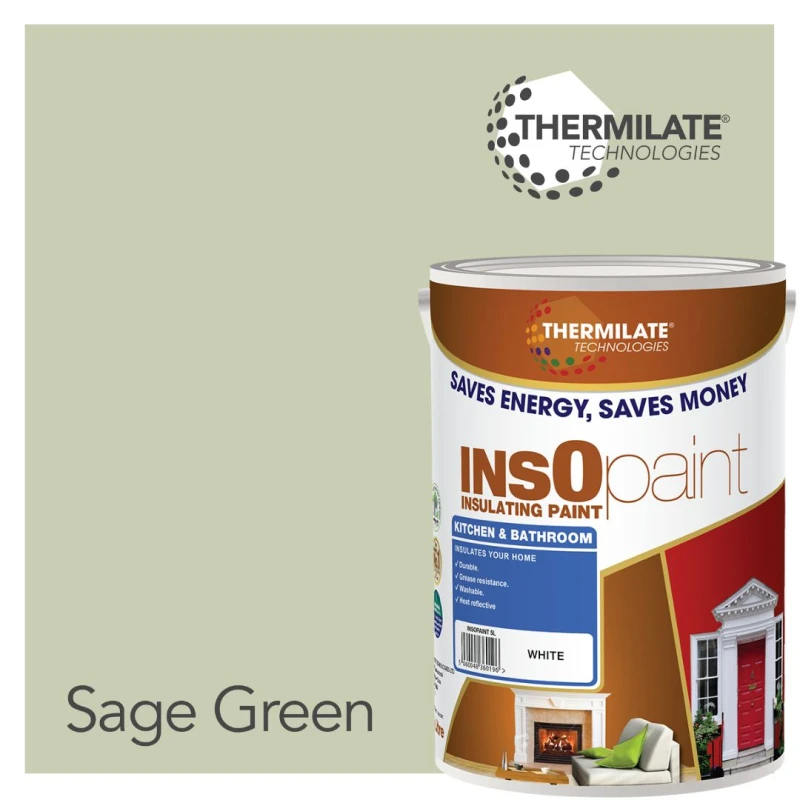 Image of Thermilate Technologies Insopaint Kitchen & Bathroom Paint - Best Anti-Mould Protection, Insulating Walls & Ceilings - Sage Green