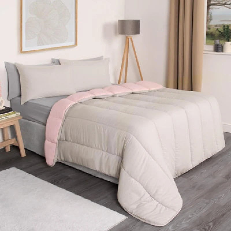 Image of OHS OHS Soft Coverless 10.5 TOG Duvet Set Pillowcase Quilted Cover in Light Pink Size: Double Light Pink Double Unisex 5027434184880